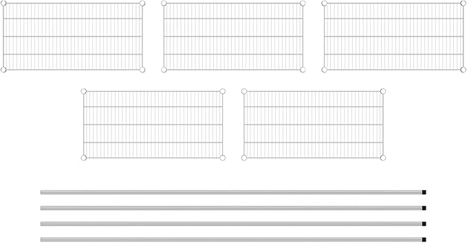 Commercial NSF Listed Chrome Stationary Wire Shelving Kit 18" x 36" x 96", with 5 Shelves Perfect for Warehouse, Walk-in Refrigerator, Freezer, Grocery Store, Restaurant, Dishroom