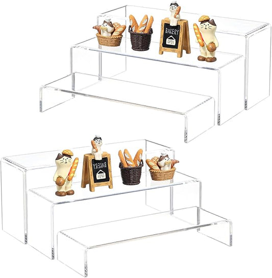 Yieach Large Clear Acrylic Risers Display Stands,6 Pcs Rectangular Display Risers for Funko Pop,Figures,Food,Showcase Collectibles Display Shelf,Retail Desktop Risers Display Stand and Decoration