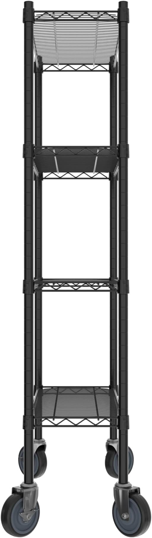Commercial NSF Listed Black Epoxy Mobile Wire Shelving Kit 12" x 30" x 60", with 4 Shelves Perfect for Warehouse, Walk-in Refrigerator, Freezer, Grocery Store, Restaurant, Dishroom