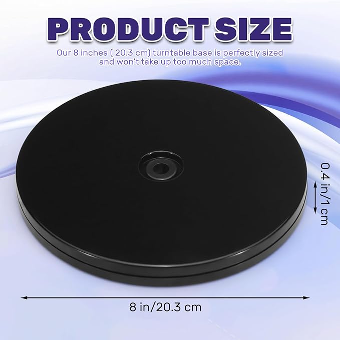 ASTIMESA 1 Pack PVC Lazy Susan Organizer 8 Inch, 360° Round Small Lazy Susan Turntable for Cabinet, Ball Bearing Spinning Rotating Fridge Tray for Cookie Potted Plants Display Black