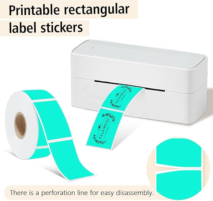 PALAIBEIQI 1x2 Inch Thermal Labels,500PCS Rectangle Stickers,Waterproof Removable Blank Stickers for Address,Jars,Freezer Containers & Pantry Organization,Watercolor Green