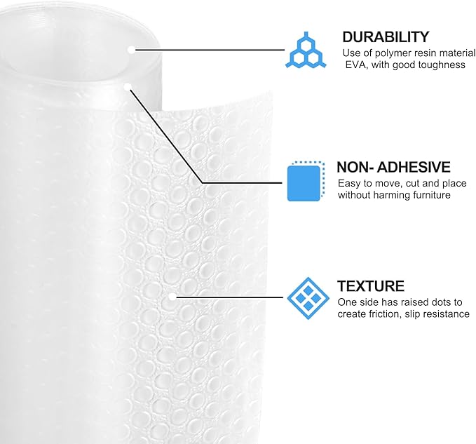 Bloss Shelf Liners Waterproof Non Adhesive Cabinet Liner for Bathroom, Kitchen, Desks, Cupboard, Refrigerator, ect, Clear Drawer Mat 17.7''×177''