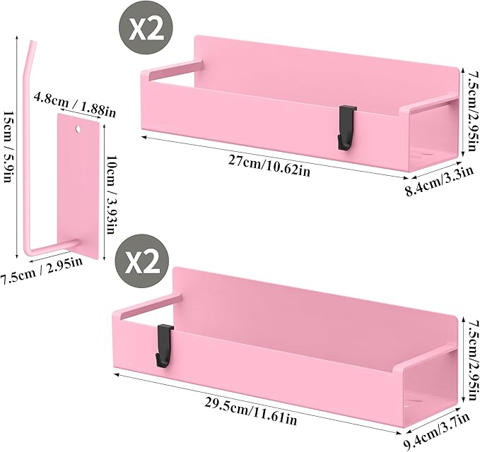 HuggieGems Magnetic Water Bottle Holder for Refrigerator, Cup Holder Organizer for Stanley and Tumbler for Kitchen, 4 Pack, Pink