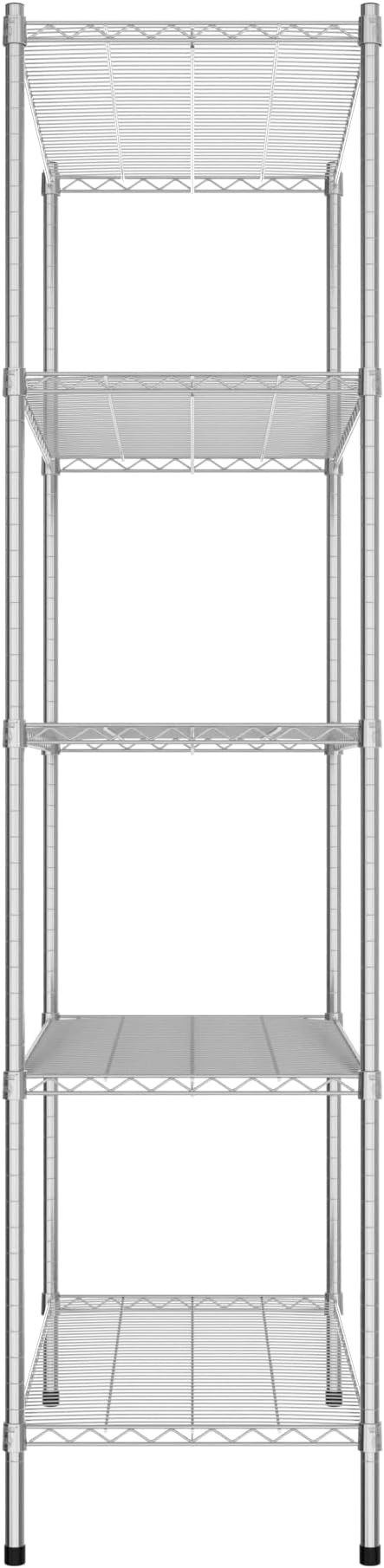 Commercial NSF Listed Chrome Stationary Wire Shelving Kit 21" x 42" x 86", with 5 Shelves Perfect for Warehouse, Walk-in Refrigerator, Freezer, Grocery Store, Restaurant, Dishroom