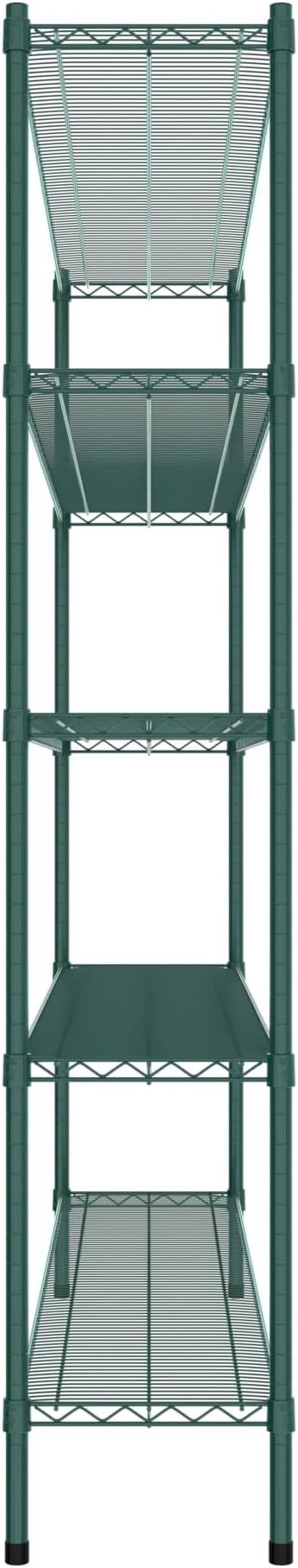Commercial NSF Listed Green Epoxy Stationary Wire Shelving Kit 14" x 72" x 74", with 5 Shelves Perfect for Warehouse, Walk-in Refrigerator, Freezer, Grocery Store, Restaurant, Dishroom