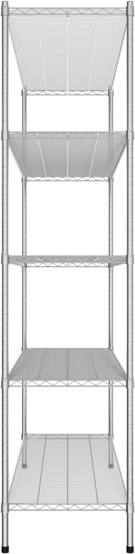 Commercial NSF Listed Chrome Stationary Wire Shelving Kit 21" x 72" x 86", with 5 Shelves Perfect for Warehouse, Walk-in Refrigerator, Freezer, Grocery Store, Restaurant, Dishroom