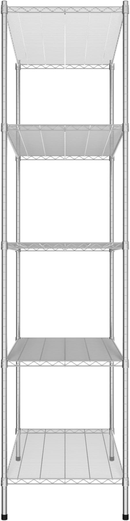 Commercial NSF Listed Chrome Stationary Wire Shelving Kit 24" x 54" x 96", with 5 Shelves Perfect for Warehouse, Walk-in Refrigerator, Freezer, Grocery Store, Restaurant, Dishroom
