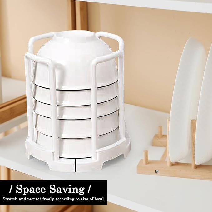 Bowl Rack, Adjustable Plate Holders, Dish Holder, Plate Dish Rack with Handle for Kitchen Bowl Organizer