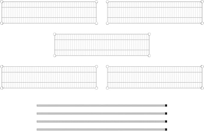 Commercial NSF Listed Chrome Stationary Wire Shelving Kit 12" x 48" x 64", with 5 Shelves Perfect for Warehouse, Walk-in Refrigerator, Freezer, Grocery Store, Restaurant, Dishroom