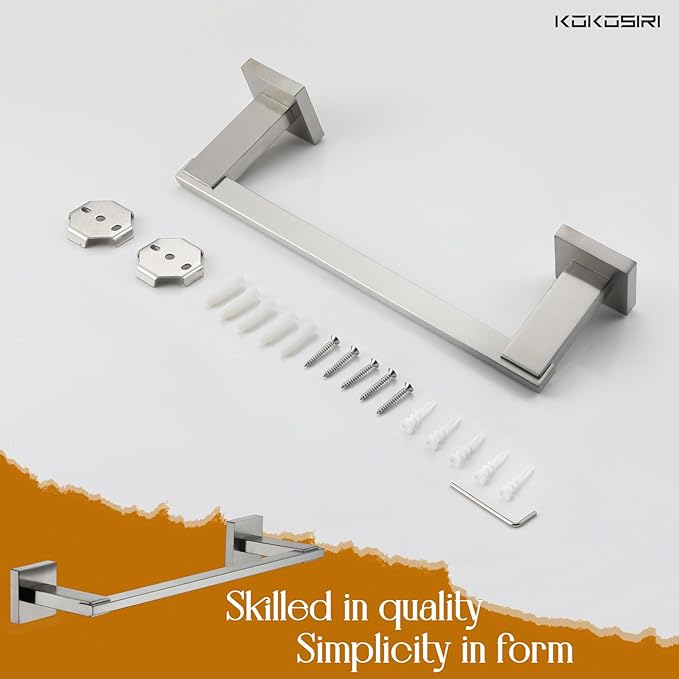 KOKOSIRI Bathroom Towel Holder 12 Inch Bath Towel Bars Kitchen Towel Hanger Necklace Holder Bathroom Accessories Stainless Steel Wall Mounted Brushed Nickel B4006BR-L12