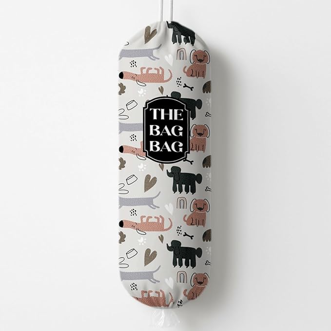 Dog Plastic Bags Holder Organizer for Shopping Sack, The Bag Bag Grocery Bags Holder, Reusable Hanging Trash Sack Organizer, Wall Mount Plastic Sacks Storage Container Dispenser, Gifts for Dog Lover