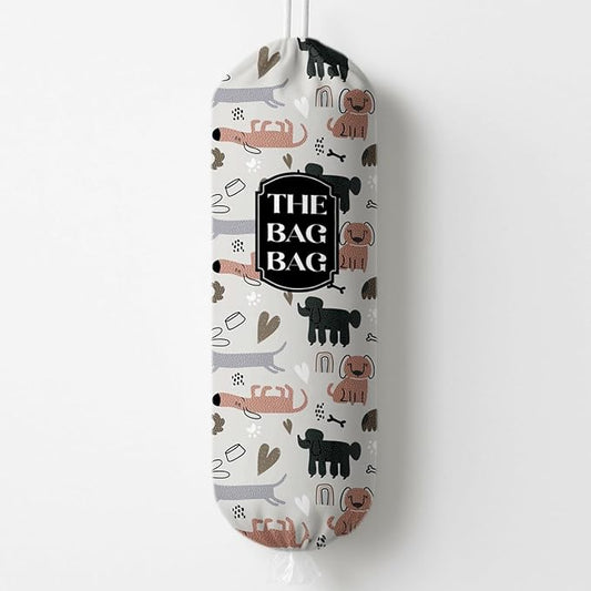 Dog Plastic Bags Holder Organizer for Shopping Sack, The Bag Bag Grocery Bags Holder, Reusable Hanging Trash Sack Organizer, Wall Mount Plastic Sacks Storage Container Dispenser, Gifts for Dog Lover