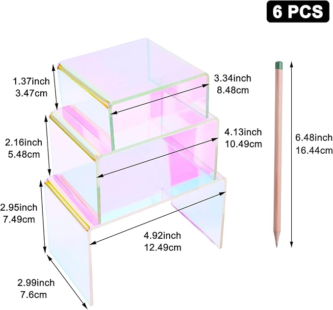2 Sets Acrylic Display Risers Colorful Product Stand,Cupcakes Holder Dessert Display Transparent Showcase Stands, Candy Bar Risers, Acrylic Lifts Display for Figures