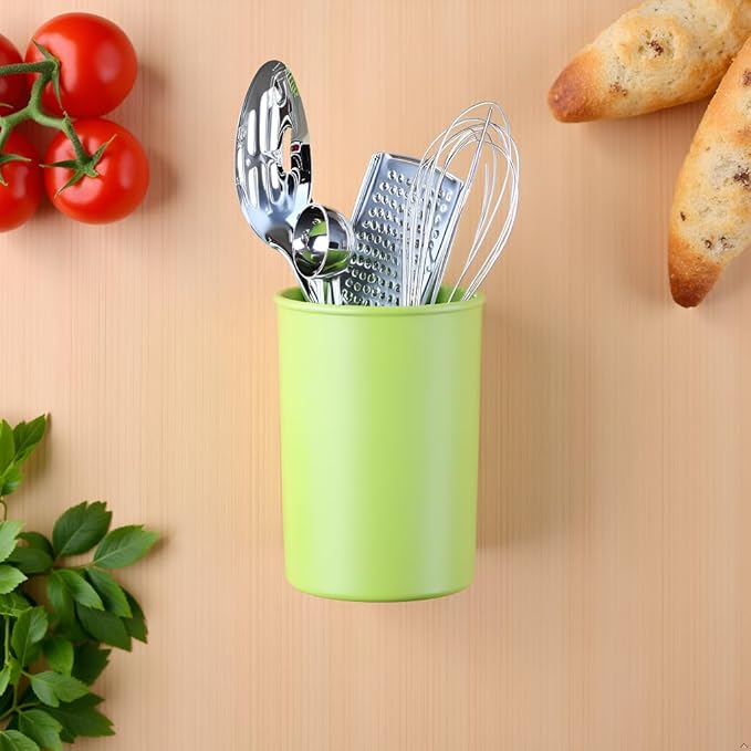 Reston Lloyd 6 Piece Kitchen Utensil Holder for kitchen counter, Utensils crock with Heat Resistant Spoon, Slotted Spoon, Ladle, Spatula BPA Free, Lime
