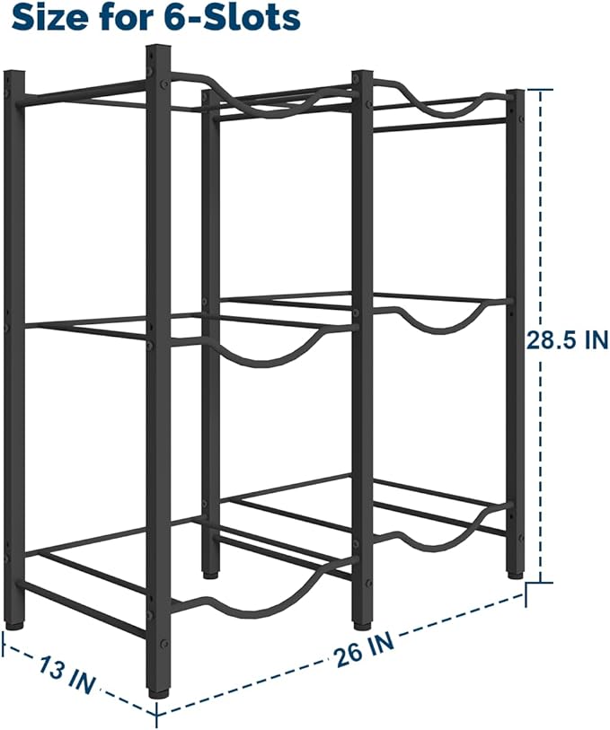 Mocomax 5 Gallon Water Jug Rack - Detachable Holder for 6 Bottles, 3 Tier Heavy Duty Cooler Rack - Organizer for Kitchen, Office, Living Room - Black
