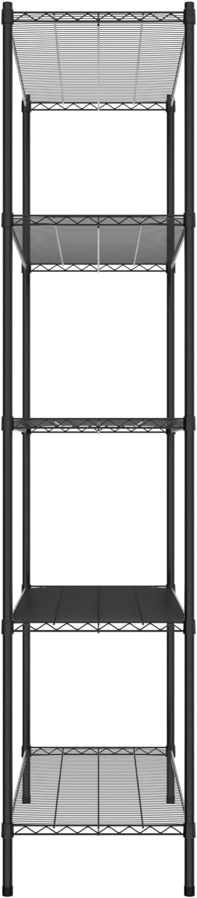 Commercial NSF Listed Black Epoxy Stationary Wire Shelving Kit 21" x 48" x 96", with 5 Shelves Perfect for Warehouse, Walk-in Refrigerator, Freezer, Grocery Store, Restaurant, Dishroom