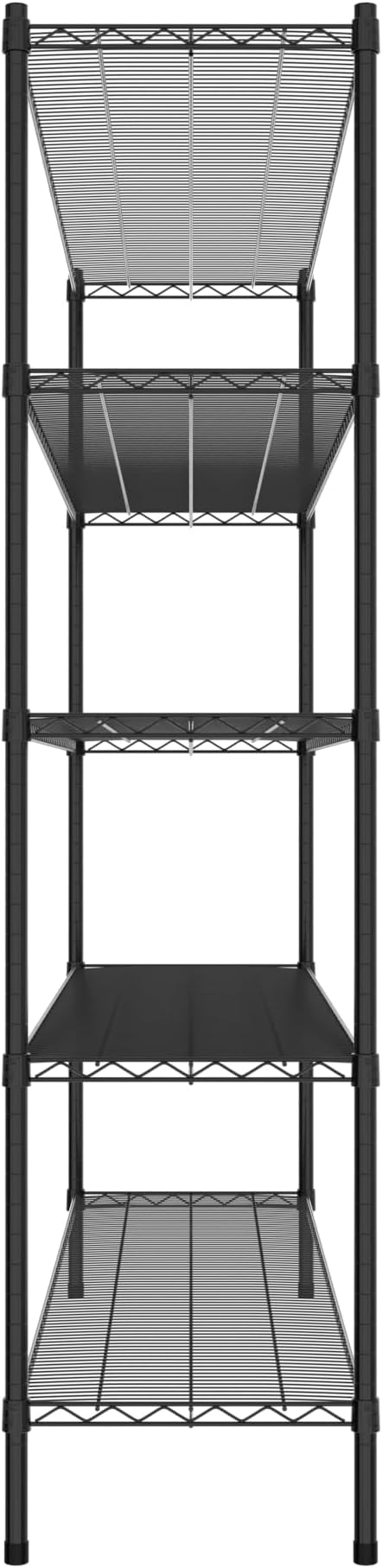 Commercial NSF Listed Black Epoxy Stationary Wire Shelving Kit 18" x 72" x 74", with 5 Shelves Perfect for Warehouse, Walk-in Refrigerator, Freezer, Grocery Store, Restaurant, Dishroom