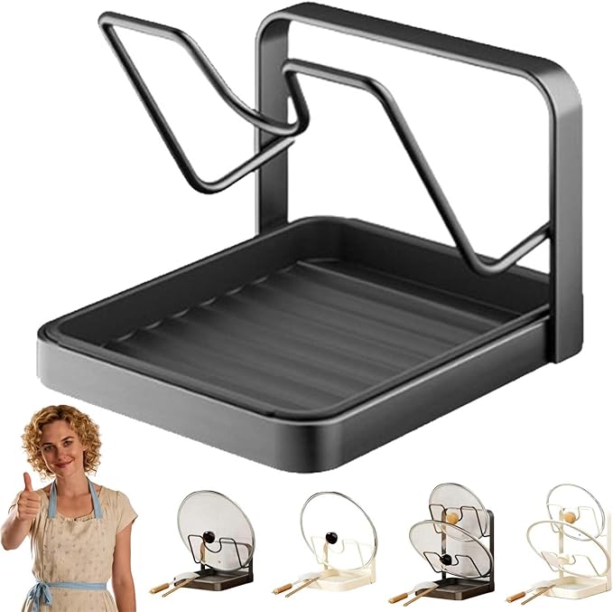 Kitchen Pot Lid Rack, Countertop Pot Lid Organizer, Pots Lids Holder Countertop (Gray single-layer)