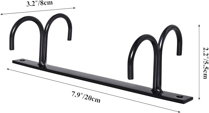 MOCOUM Under Cabinet Mug Rack, Rustic Mug Organizer Rack Cup Holder Under Shelf Hanging Hooks Rack for Mugs, Coffee Cups and Kitchen Utensils Display (Black-2 Pack-8 Hooks)