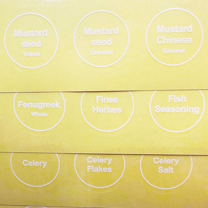 Spice Labels, 432Pcs Spice Labels Stickers 1.4in Waterproof Adhesive Round Preprinted Spice with Blank Label Tear Resistant Sticker for Kitchen Jars Caps Food Containers Organizers (Transparent)