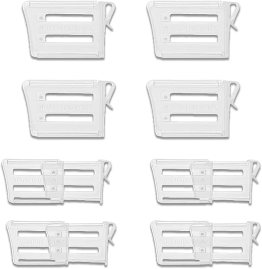 8 Pack Adjustable Refrigerator Door Organizer, Snap-on Fridge Dividers Clips, Retractable Fridge Space Allocator for Refrigerator Side Seam Organizing Cabinet Kitchen Drawer Storage