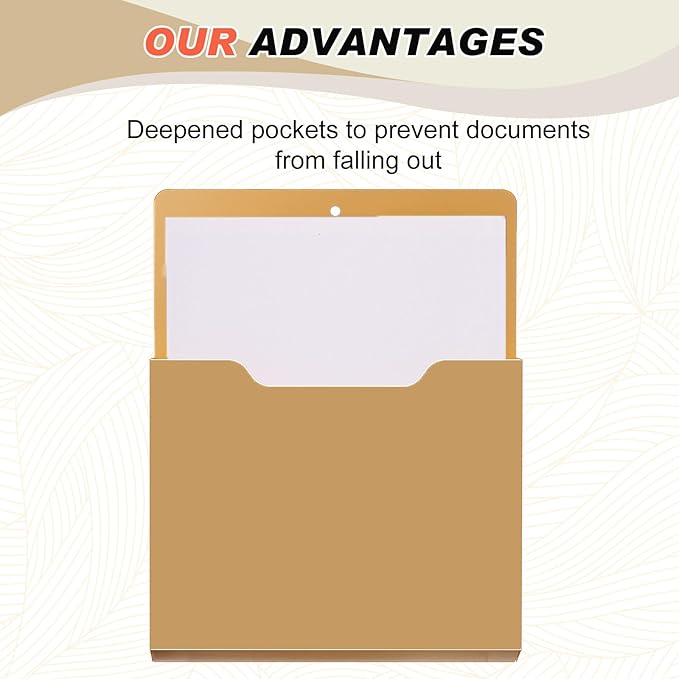 Fuutreo 6 Pcs Magnetic Wall File Organizer Magnetic Wall File Holder Refrigerator Magazine Holder for Mail Letters Paper(Mocha Mousse Color,12.2 x 9.4 Inch)