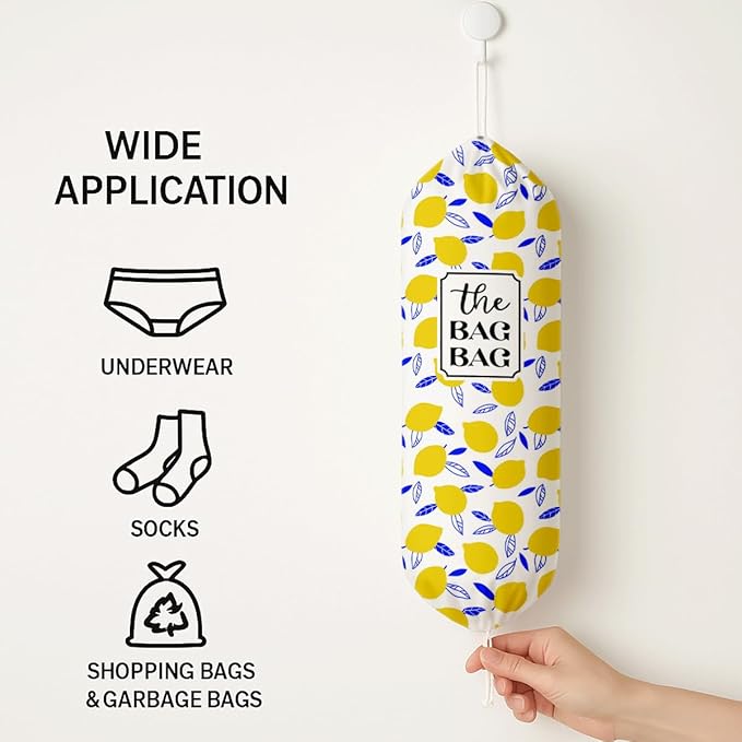 The Bag Bag Grocery Bags Holder, Lemon Grocery Bags Holder Organizer For Shopping Sack, Wall Mount Plastic Sack Storage Container Dispenser, Gift for Female Family and Friends