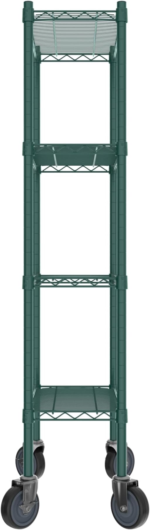 Commercial NSF Listed Green Epoxy Mobile Wire Shelving Kit 12" x 24" x 60", with 4 Shelves Perfect for Warehouse, Walk-in Refrigerator, Freezer, Grocery Store, Restaurant, Dishroom