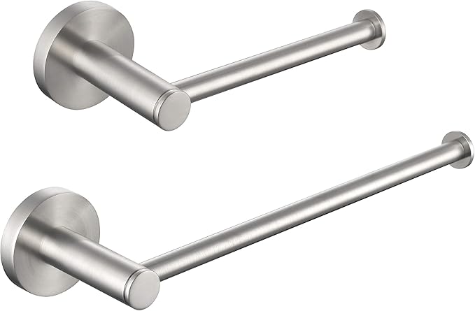 KIBI Circular 2-Piece Bathroom Hardware Set in Brushed Nickel – Includes Wall Mounted Towel Bar & Toilet Paper Holder – Durable, Rust-Resistant Bathroom Accessories (Brushed Nickel, C-KBA14-2BN-1)