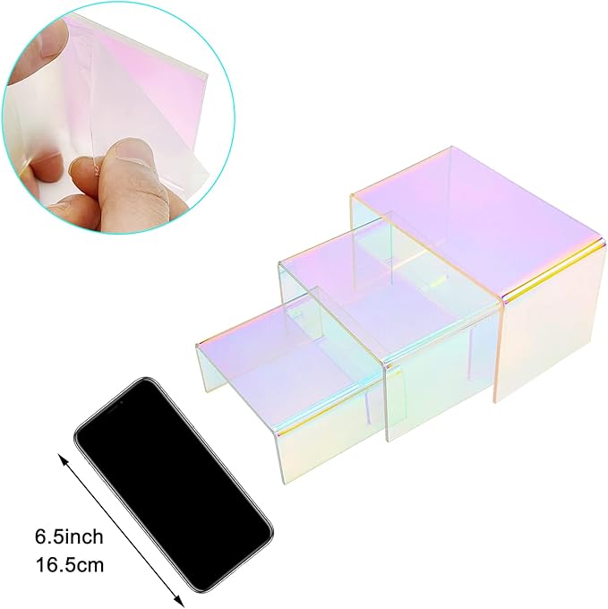 2 Sets Acrylic Display Risers Colorful Product Stand,Cupcakes Holder Dessert Display Transparent Showcase Stands, Candy Bar Risers, Acrylic Lifts Display for Figures