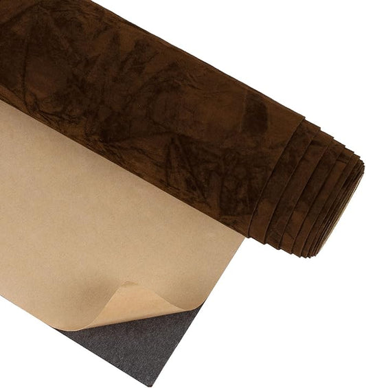 CRE8TIVE Brown Crinkle Crushed Felt Drawer Liners 12"x80" Self Adhesive Velvet Flocking Liner for Jewelry Box Lining Brown Peel and Stick Wallpaper Velvet Drawer Liner for Bedroom Dressers Art Crafts