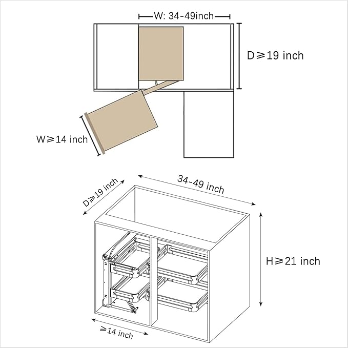 2 Tier Corner Cabinet Pull Out Organizer, 4-Shelf Blind Corner Cabinet Storage Shelf Slide Out Kitchen Cabinets Organizer for Right or Left Handed Open Kitchen Cabinet