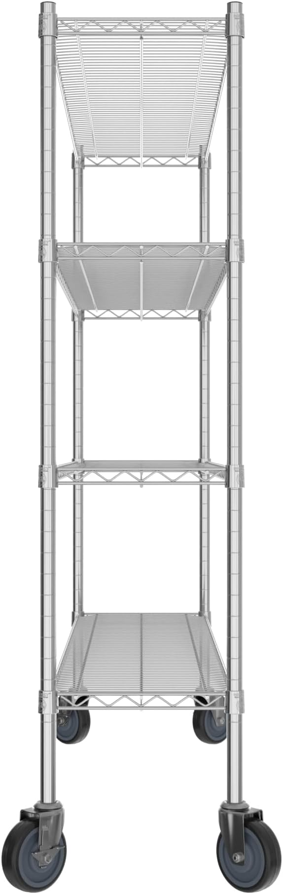 Commercial NSF Listed Chrome Mobile Wire Shelving Kit 14" x 54" x 60", with 4 Shelves Perfect for Warehouse, Walk-in Refrigerator, Freezer, Grocery Store, Restaurant, Dishroom