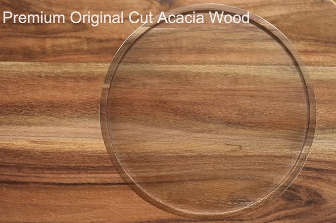 18" Acacia Wood Lazy Susan Organizer Kitchen Turntable for Cabinet Pantry Table Organization