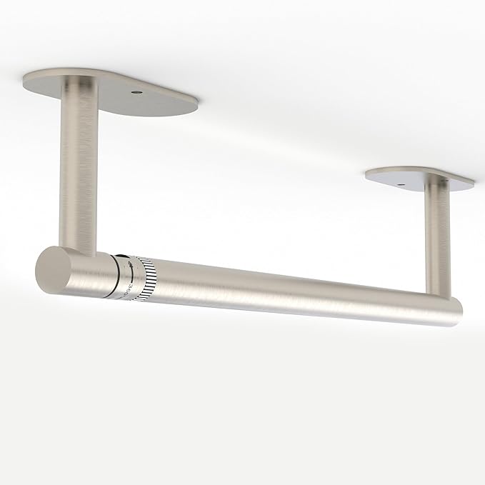 RUACQ Paper Towel Holder Under Cabinet, Wall Mounted or Adhesive Stainless Steel Paper Towel Holder,Round Base Paper Towel Rack for Kitchen, RV, Bathroom (Brushed Nickel)