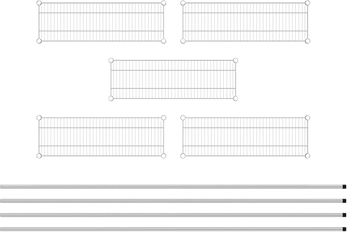 Commercial NSF Listed Chrome Stationary Wire Shelving Kit 12" x 36" x 96", with 5 Shelves Perfect for Warehouse, Walk-in Refrigerator, Freezer, Grocery Store, Restaurant, Dishroom