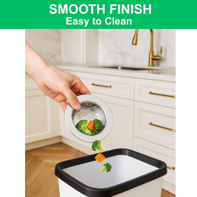 Miljo 2-Pack Universal Kitchen Sink Strainer – 4.5 Inch Premium Stainless Steel Drain Basket, Double-Layer Design, Eco-Friendly, Rust Resistant, Dishwasher Safe, Commercial & Home Use