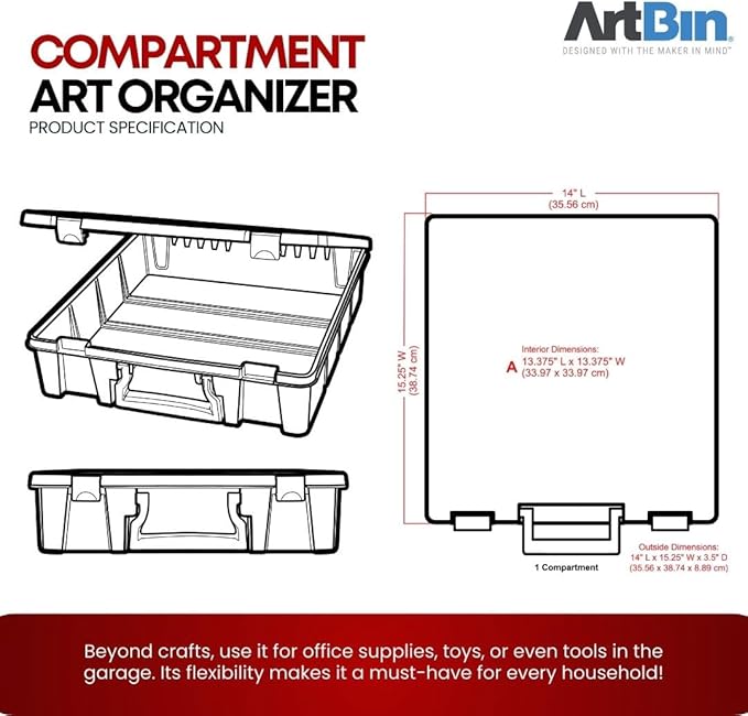 ArtBin 6955AA Super Satchel Compartment Box Clear Craft Organizer Storage Case - Aqua, Pack of 1
