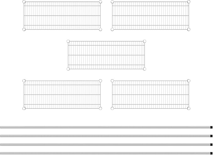 Commercial NSF Listed Chrome Stationary Wire Shelving Kit 14" x 36" x 96", with 5 Shelves Perfect for Warehouse, Walk-in Refrigerator, Freezer, Grocery Store, Restaurant, Dishroom