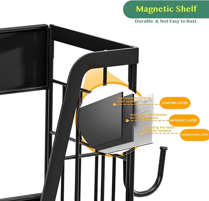 OSOVGO Magnetic Spice Rack for Refrigerator, Fridge Organizers and Storage, Pantry Organizers & Storage, Magnetic Shelf for Refrigerator, Laundry Room Organization, Magnetic Wall Shelf (White)