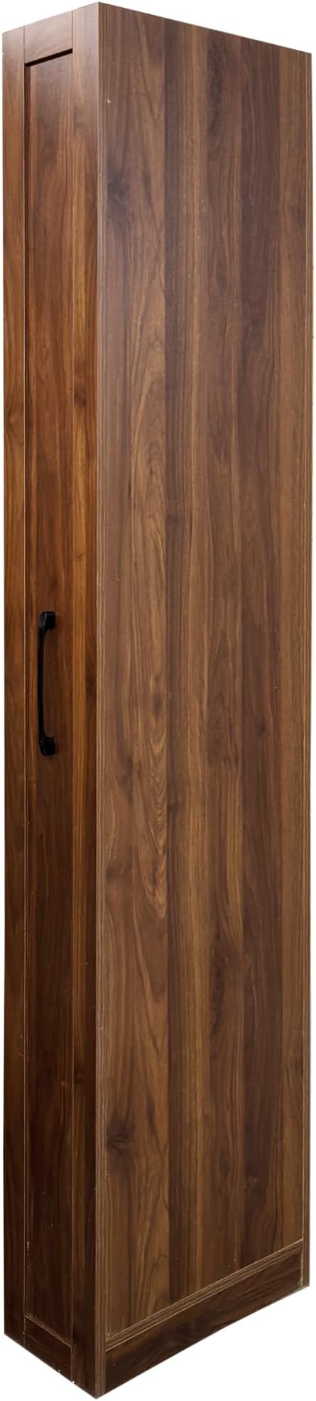 7 Tier Pull-Out Storage Cabinet with Handle & Wheels, Tall Narrow Spice Rack Next to Fridge, Wood Food Pantry for Kitchen, Dining Room, Walnut