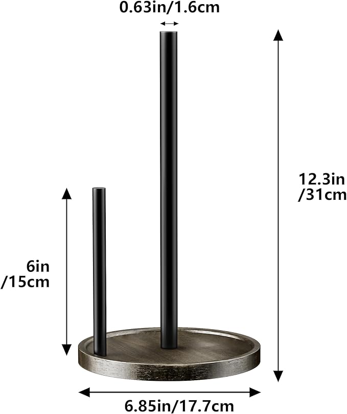 Farmhouse Paper Towel Holder for Countertop, Stainless Steel with Real Wood Base, Dispenser Fits Standard & Jumbo Rolls, Halloween Tissue Holder.
