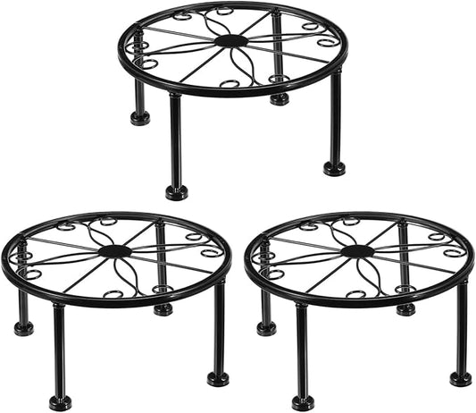 3pcs metal plant stand outdoor metal plant stand for patio plants stands indoor Rustproof wrought iron indoor heavy duty Round plants riser flower pot stands Display Shelf for Indoor Outdoo