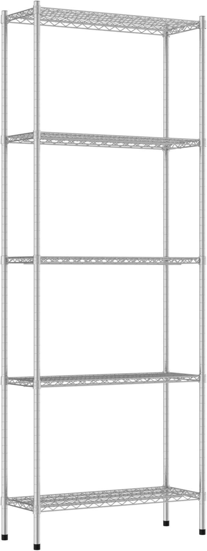 Commercial NSF Listed Chrome Stationary Wire Shelving Kit 14" x 36" x 96", with 5 Shelves Perfect for Warehouse, Walk-in Refrigerator, Freezer, Grocery Store, Restaurant, Dishroom