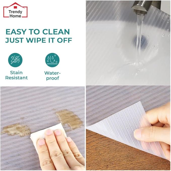 Trendy Home Shelf Liner, Non-Slip Cabinet Liner, Washable Oil-Proof for Kitchen Cabinet, Shelves, Refrigerator, Storage, Desks, 12 Inches x 120 FT, Non Adhesive Drawers (White)