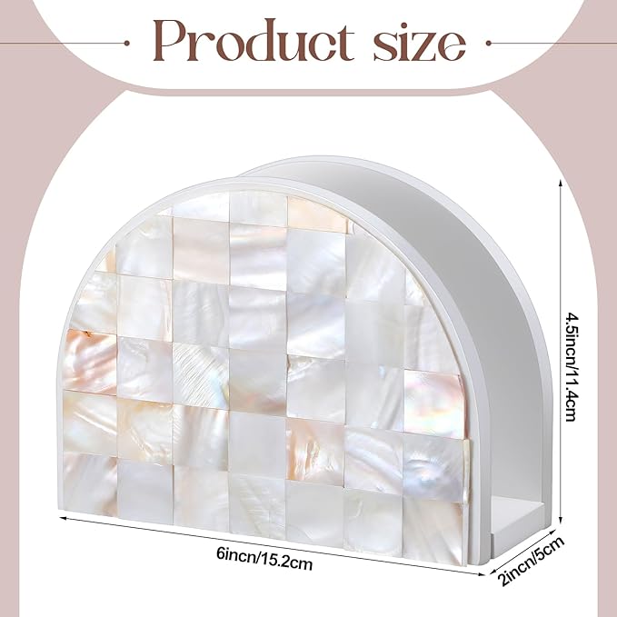 Mosaic Mother of Pearl Inlay Napkin Holder Modern Napkin Holder for Bedroom Bathroom or Office Table and Countertop Decoration