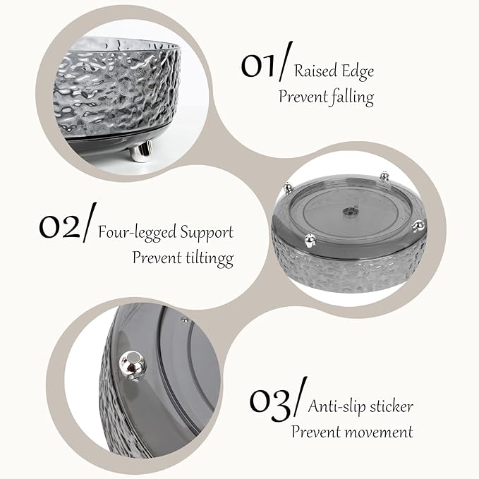 CECOLIC 360° Rotating Makeup Organizer, 11'' Lazy Susan Perfume Organizer Tray, Spinning Skincare Cosmetics Storage Organizer for Vanity, Dresser and Bathroom Countertop (Dark Grey)