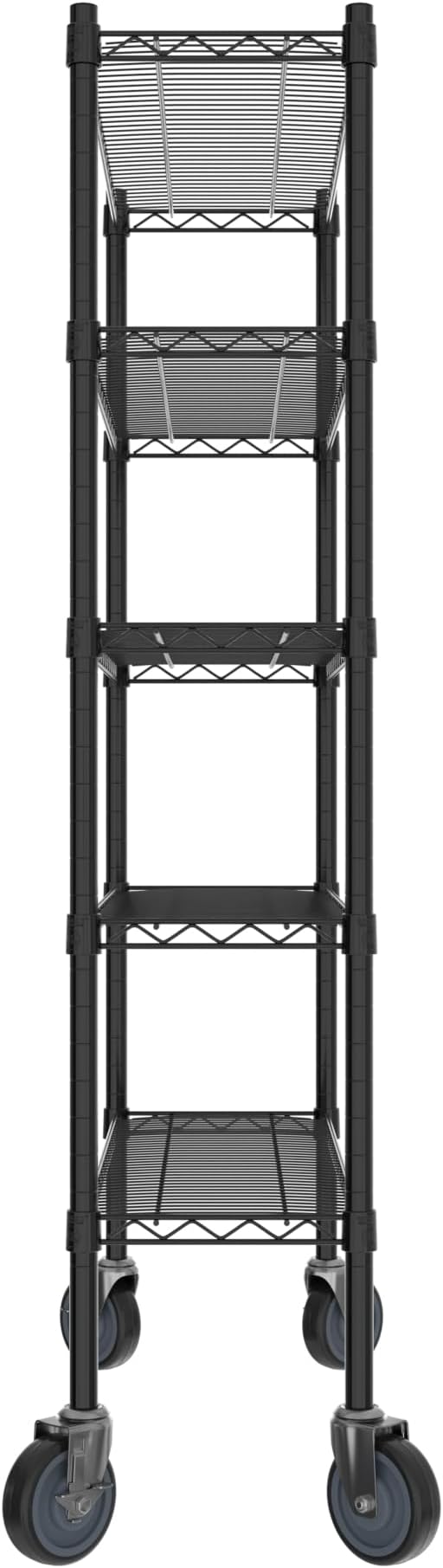 Commercial NSF Listed Black Epoxy Mobile Wire Shelving Kit 12" x 36" x 60", with 5 Shelves Perfect for Warehouse, Walk-in Refrigerator, Freezer, Grocery Store, Restaurant, Dishroom