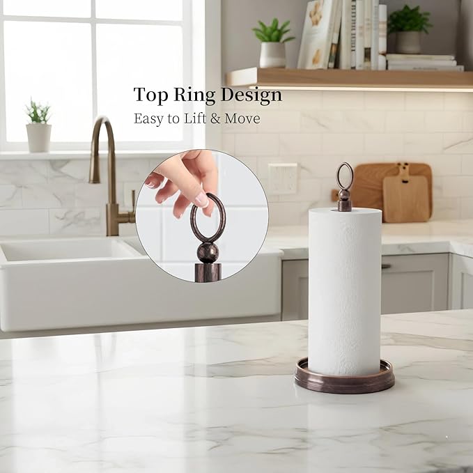 Paper Towel Holder Steel Paper Holder countertop，Black Paper Towel Holder for Kitchen Countertops, Bars & Dining Tables,Fits Standard & Jumbo Rolls, Oil Rubbed Bronze