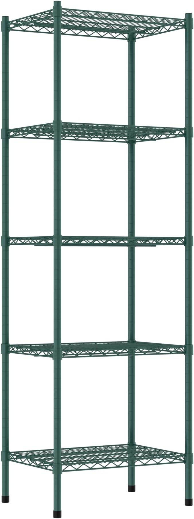 Commercial NSF Listed Green Epoxy Stationary Wire Shelving Kit 18" x 24" x 74", with 5 Shelves Perfect for Warehouse, Walk-in Refrigerator, Freezer, Grocery Store, Restaurant, Dishroom
